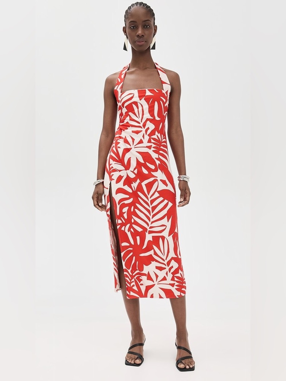 New Seven Wonders Alana Midi Dress - Matelo Red Tropical Vacation Bold Colorful